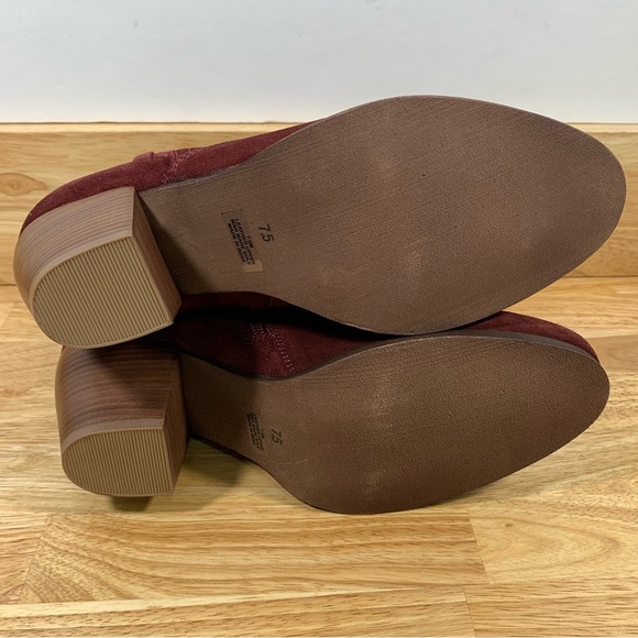 NEW Diba 7.5 Sleek Bootie Burgundy Red Leather Suede Side‎ Zipper 2" Heel - Picture 8 of 11